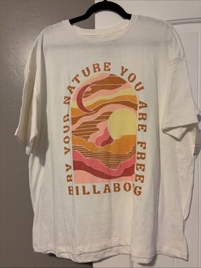 Billabong Cream Tee with Sunset Wave Graphic